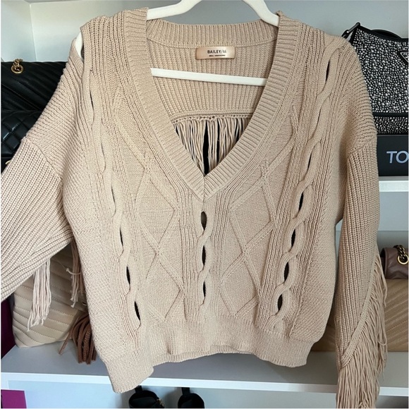 Bailey44 Champagne Peggy Fringe Sweater - Picture 3 of 8